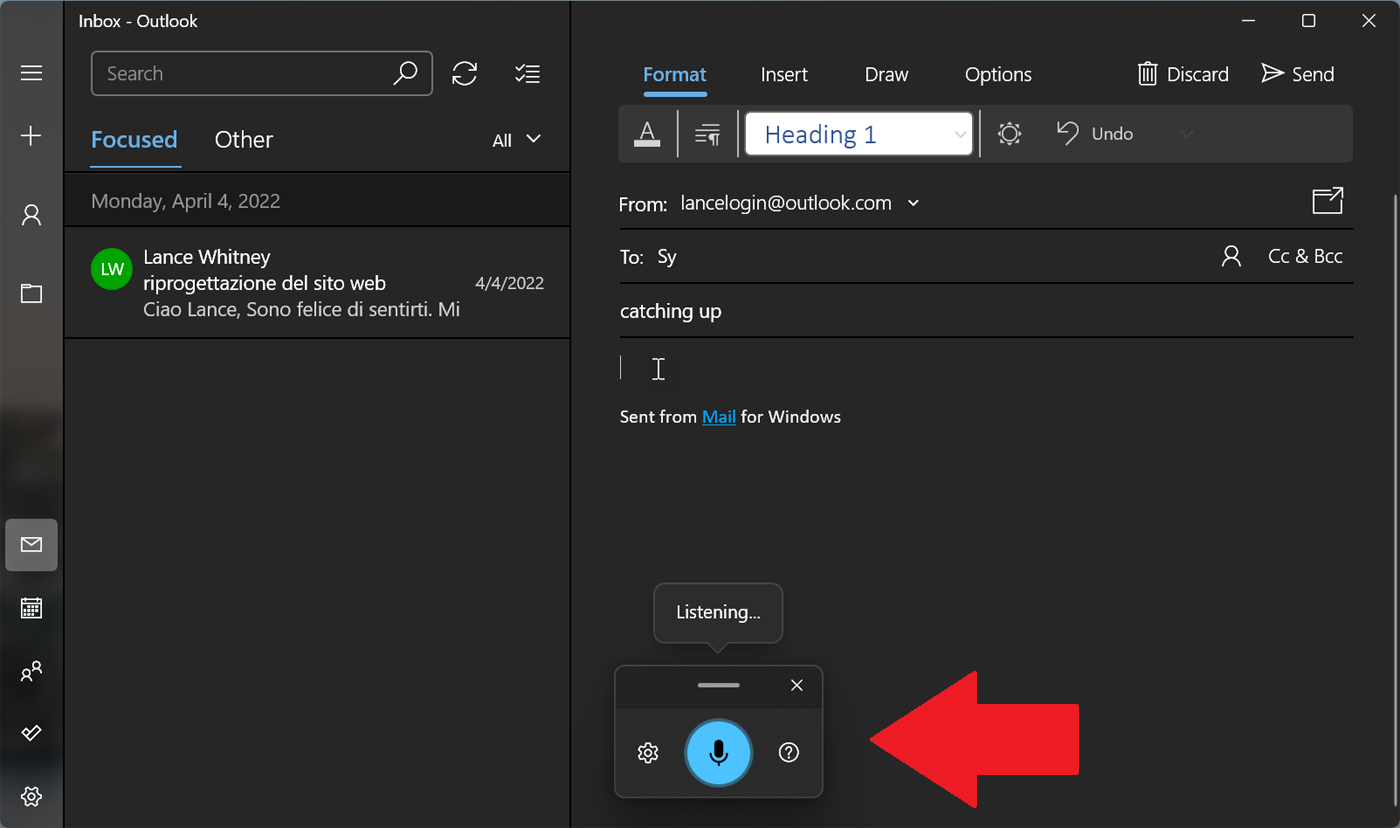 Trigger dictation in Windows 11