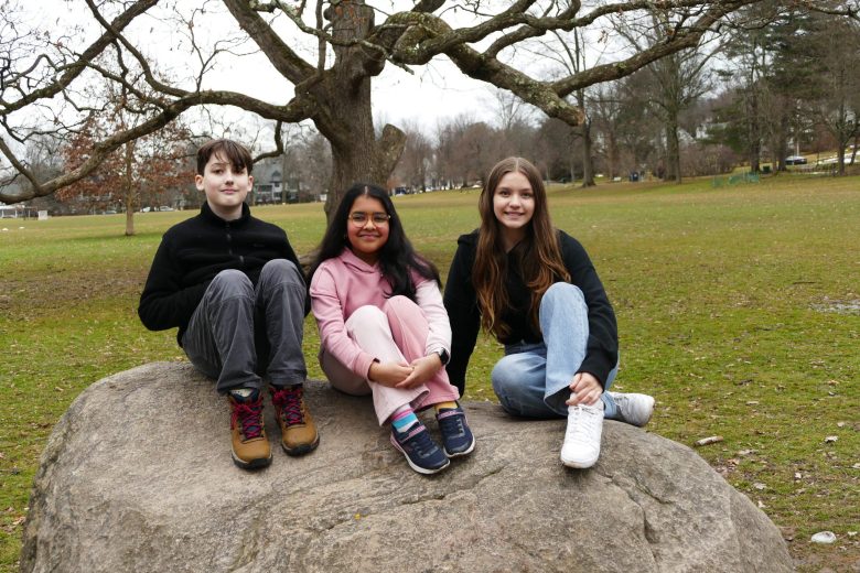 Photo of three students who won the Friends of Anderson Park Short Story Contest. 