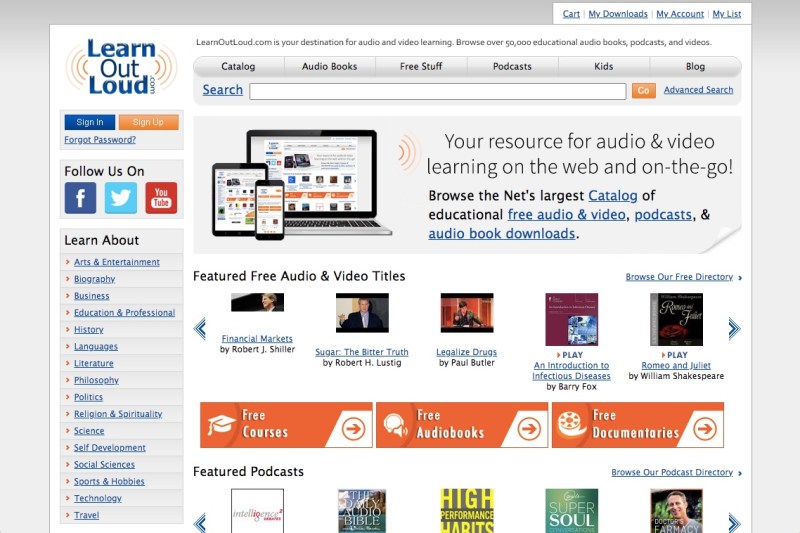 Learn Out Loud free educational audiobooks