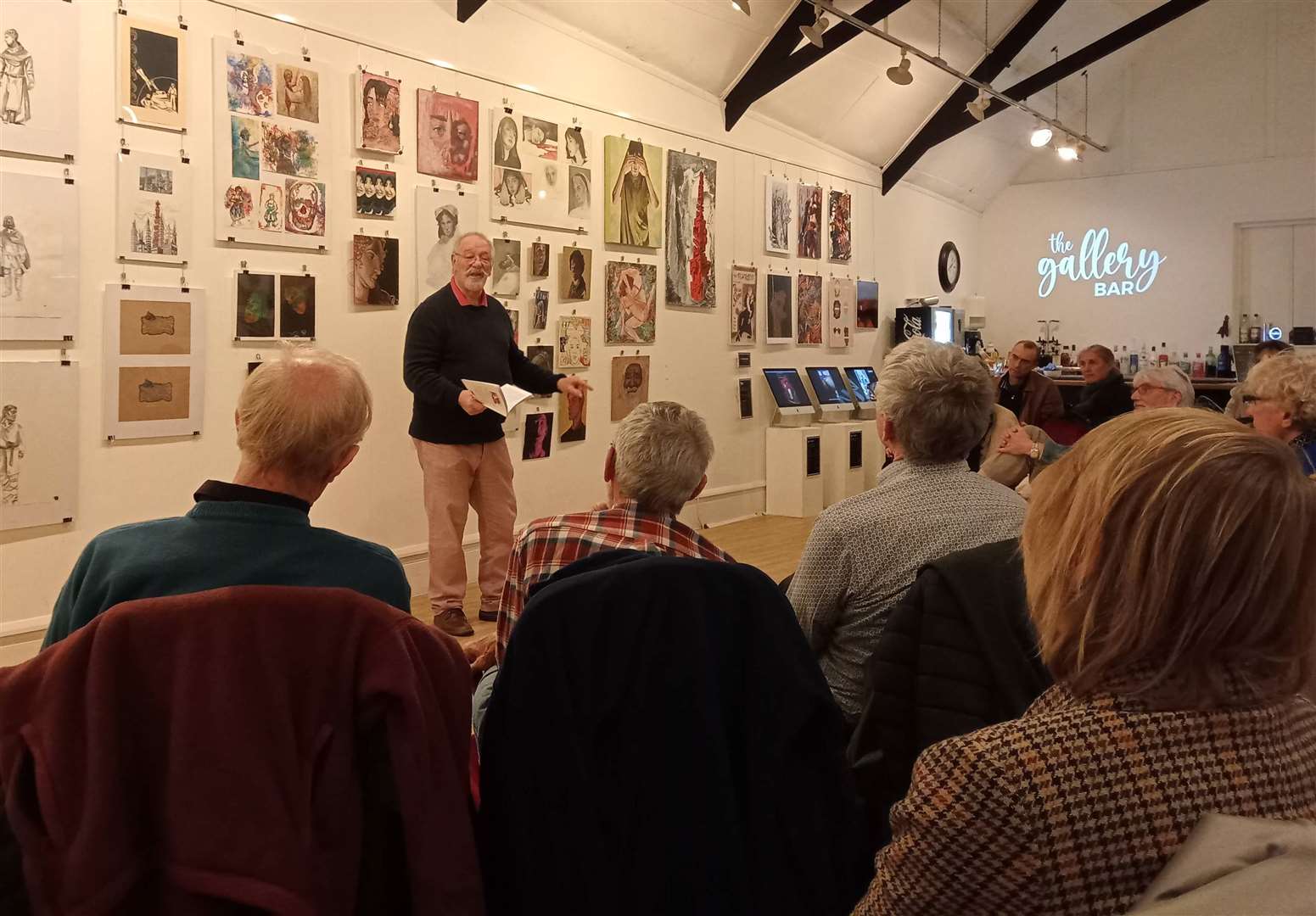 Bill Taylor recites one of his poems at the Pint of Poetry event in Stamford Arts Centre's Gallery Bar