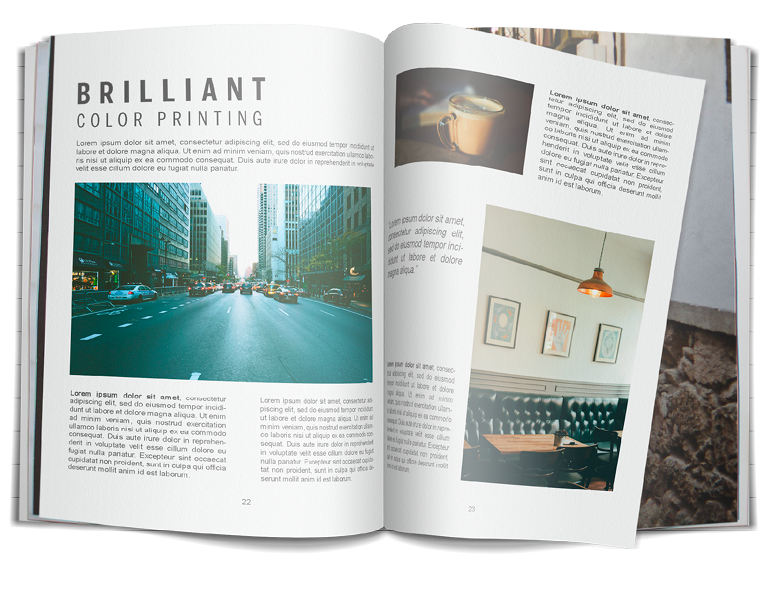 A color-printed book with vibrant images and various text and image page layouts.