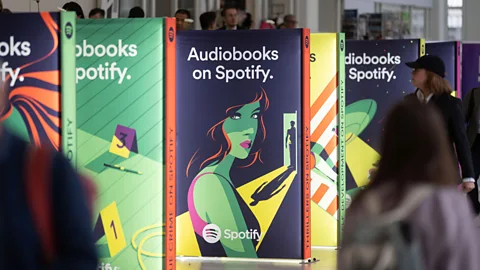 Alamy Spotify advertised their new audiobooks integration at the 75th Frankfurt Book Fair Photo (Credit: Alamy)
