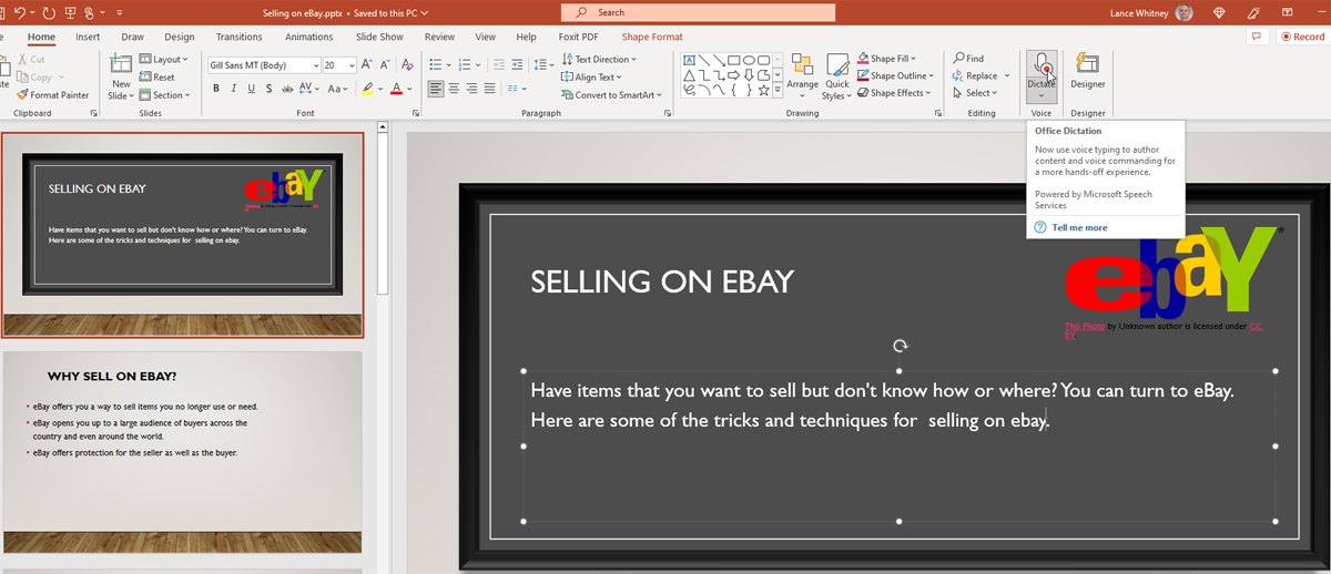 Dictate in PowerPoint