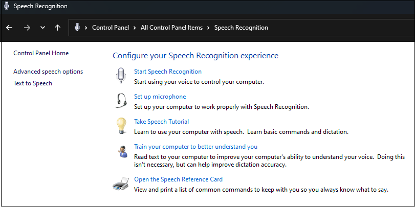 Set up Windows Speech Recognition