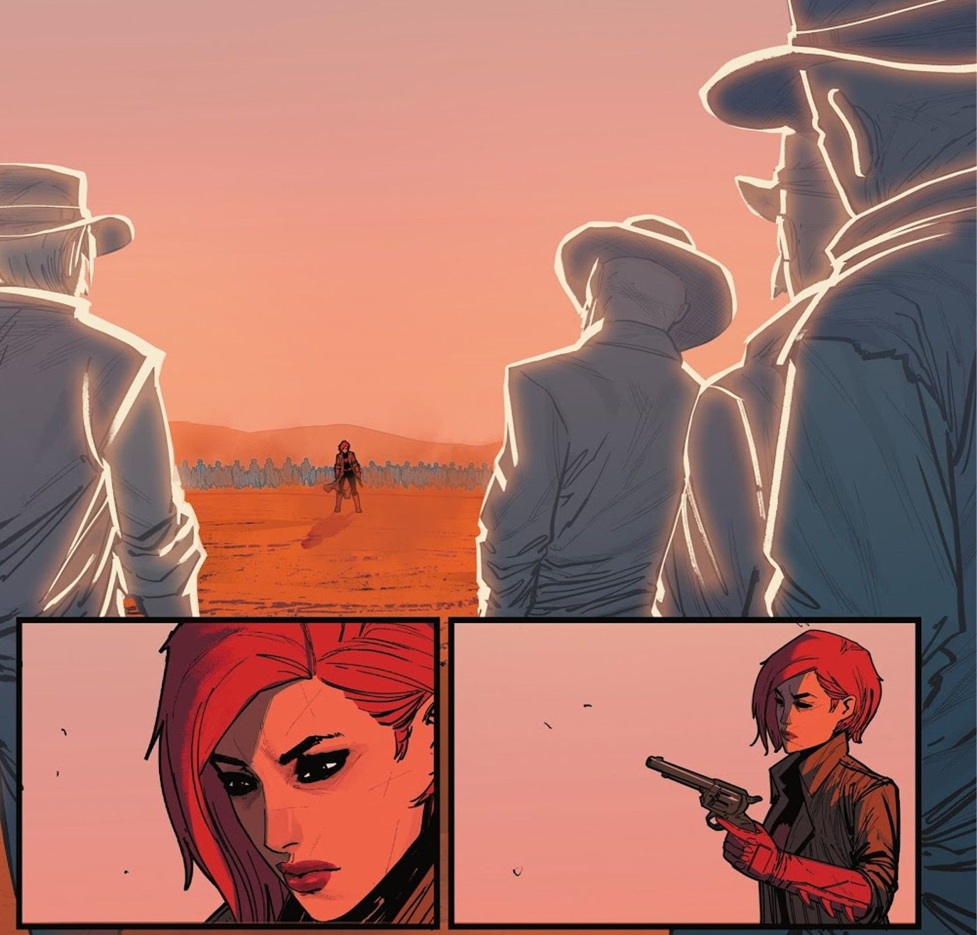 Batwoman stares down ghost cowboys in the old west in Outsiders #8