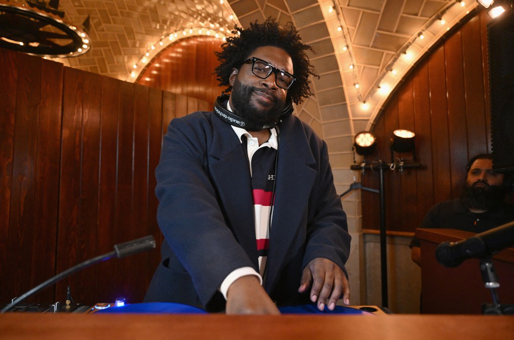 Questlove spins after the Tommy Hilfiger's Fall/Winter 2024 collection show during New York Fashion Week at Grand Central Station in New York City on Feb. 9, 2024.