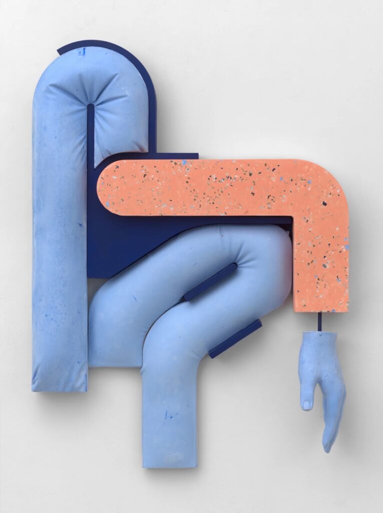 Holly Hendry, Body Language, 2022. Picture credit: © Holly Hendry. Courtesy the artist and Stephen Friedman Gallery. Photo: Todd-White Art Photography (page 136) Jesmonite, pigment, rock, steel, and paint, 40 3/4 × 30 1/4 × 6 7/8 in. (103.5 × 77 × 17.5 cm).