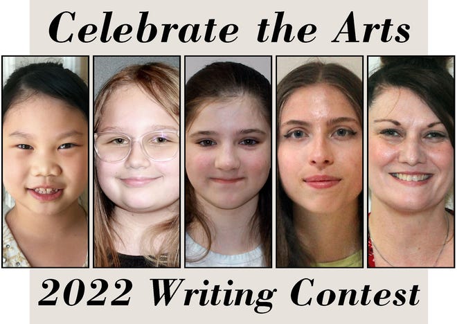 The Celebrate the Arts 2022 Writing Contest first-place winners are (from left) Abbie Chui, Gwendolynn Bennett, Lucy Elliott, Brielle Fox and C.L. Proudfit.